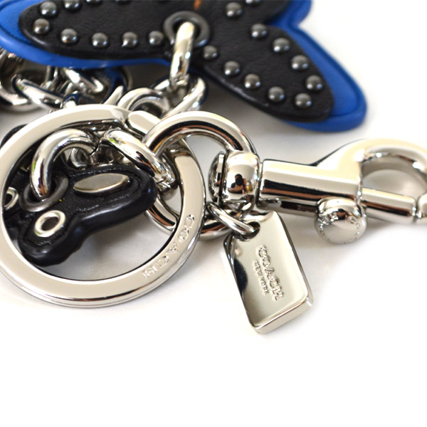 COACH】コーチ レザー バタフライ アップリケ リベット キーリング