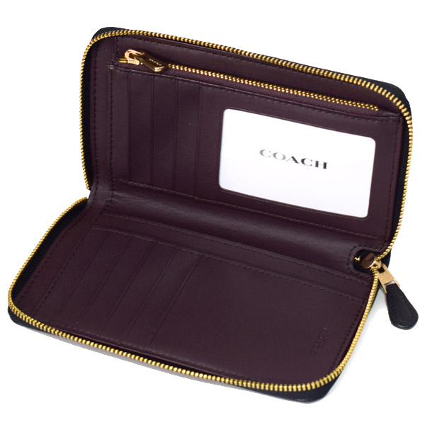 COACH】コーチ スムースカーフレザー シグネチャー 型押し ミディアム