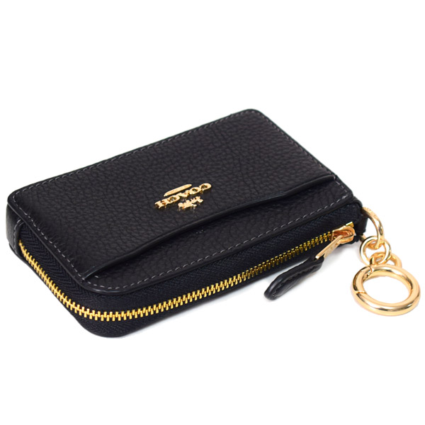 COACH】コーチ ぺブルレザー キーリング付き L字 ジップ ロゴ マルチ