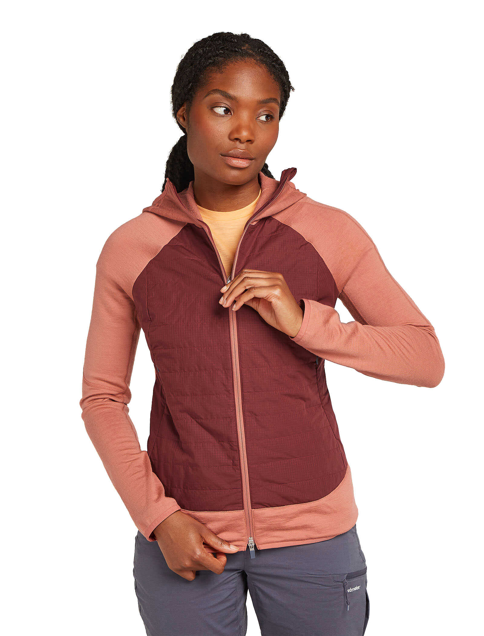 Icebreaker Women Merino Quantum Hybrid LS Zip Hoodie , Up to 69