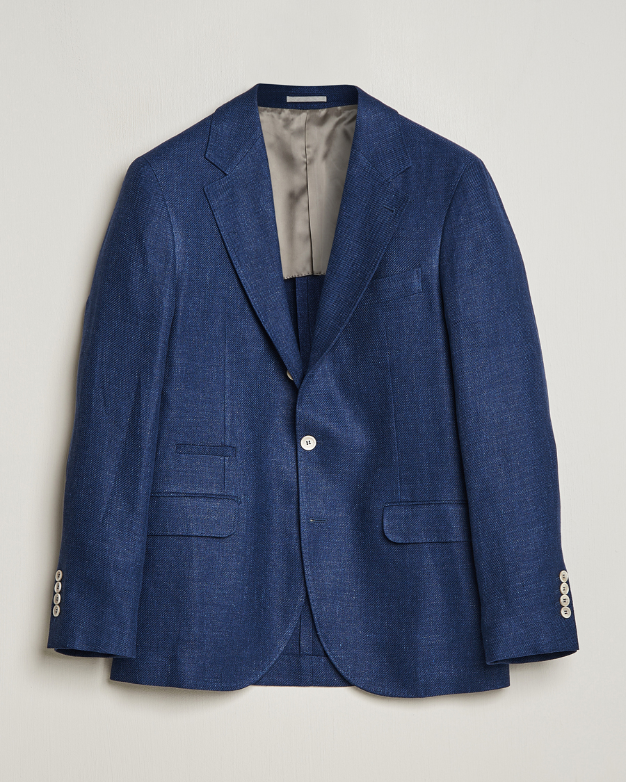 Brunello Cucinelli Linen/Silk Blazer Indigo Blue at CareOfCarl.com