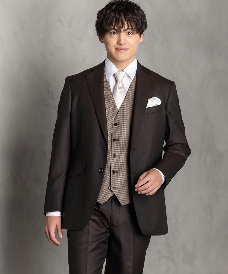 パーフェクトスーツファクトリー スリーピーススーツ ブラウン AB6