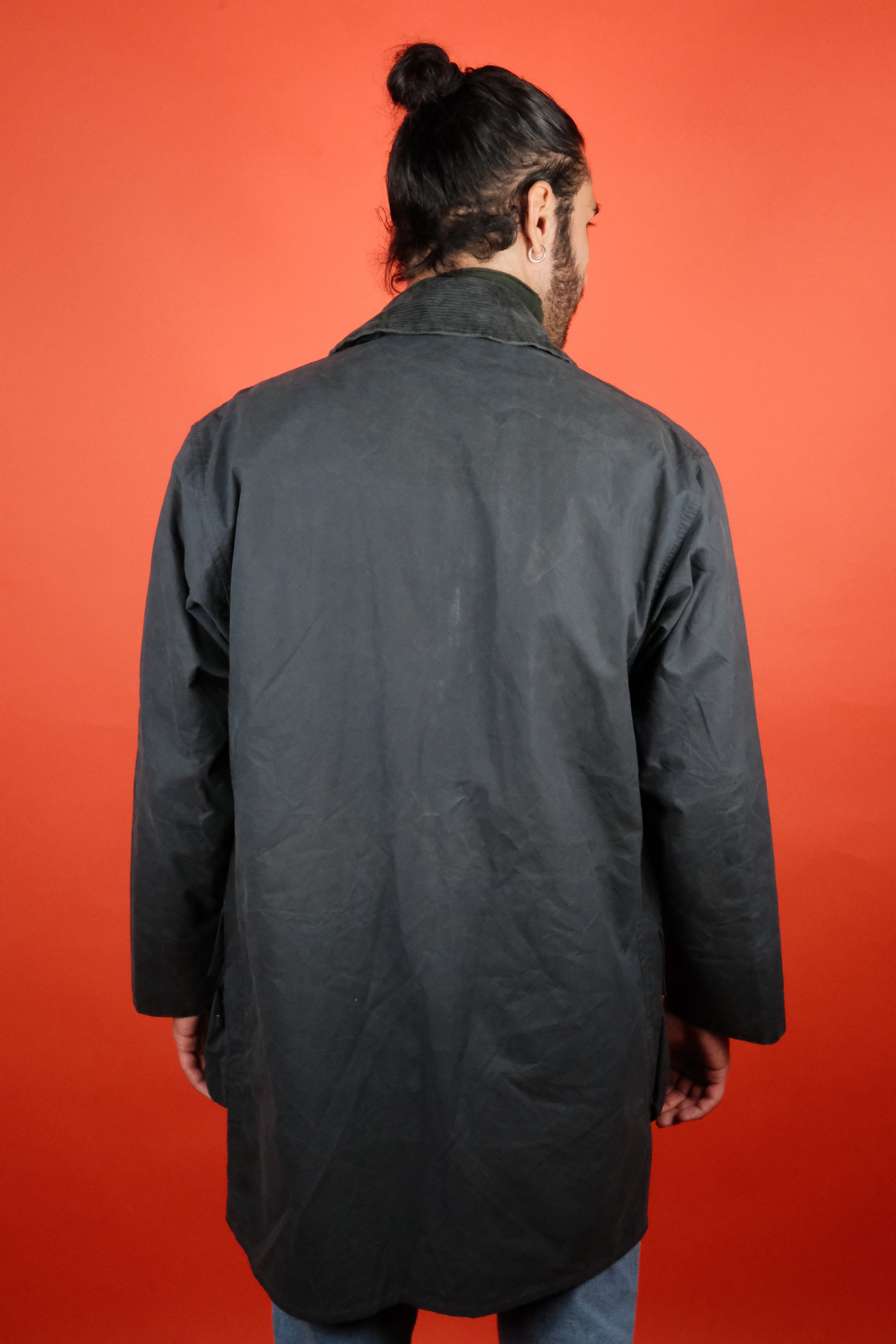 Barbour Border Navy 'M' C40/102 Wax Jacket w/ detachable hood