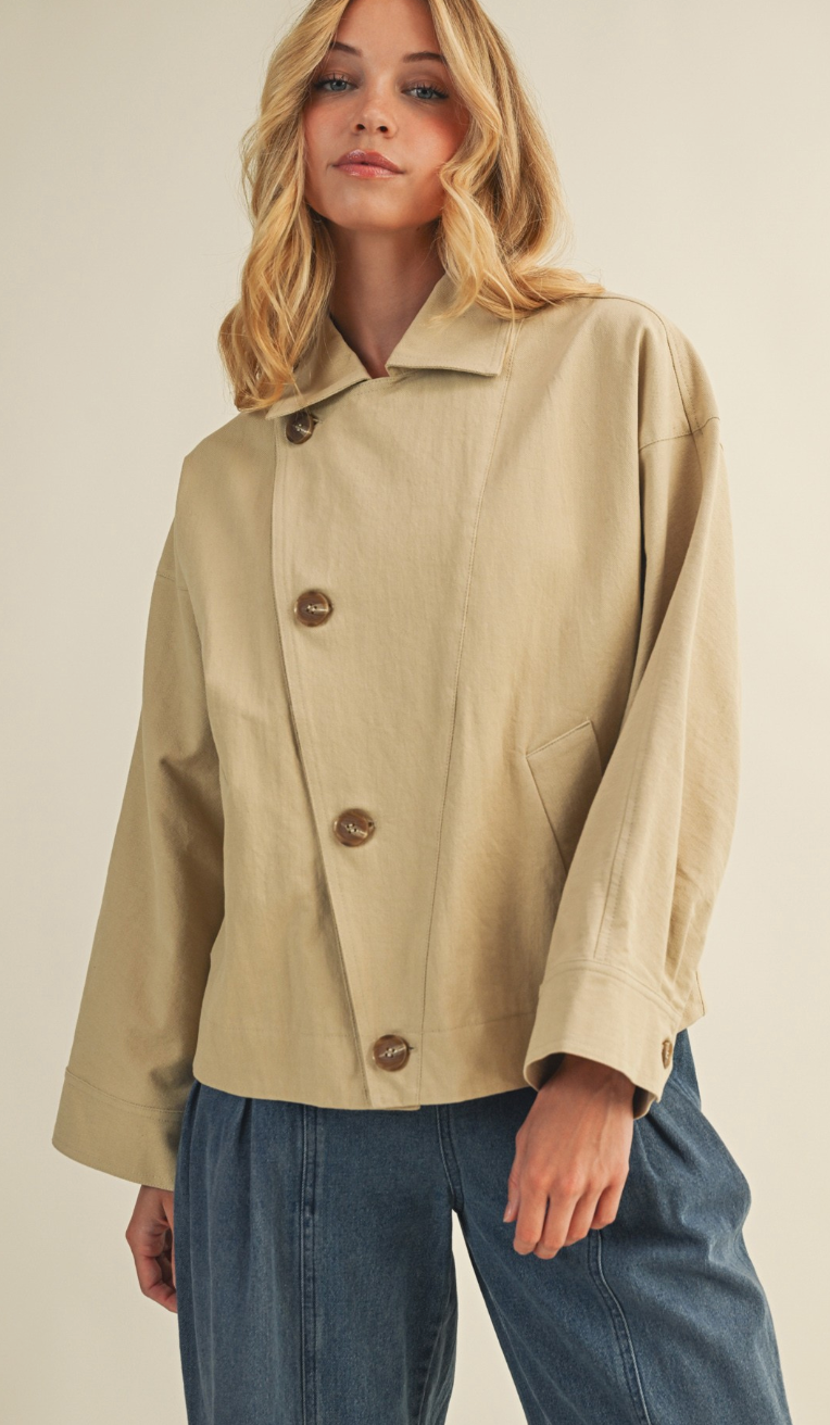 Asymmetric Button Closure Jacket – Clothe Boutique