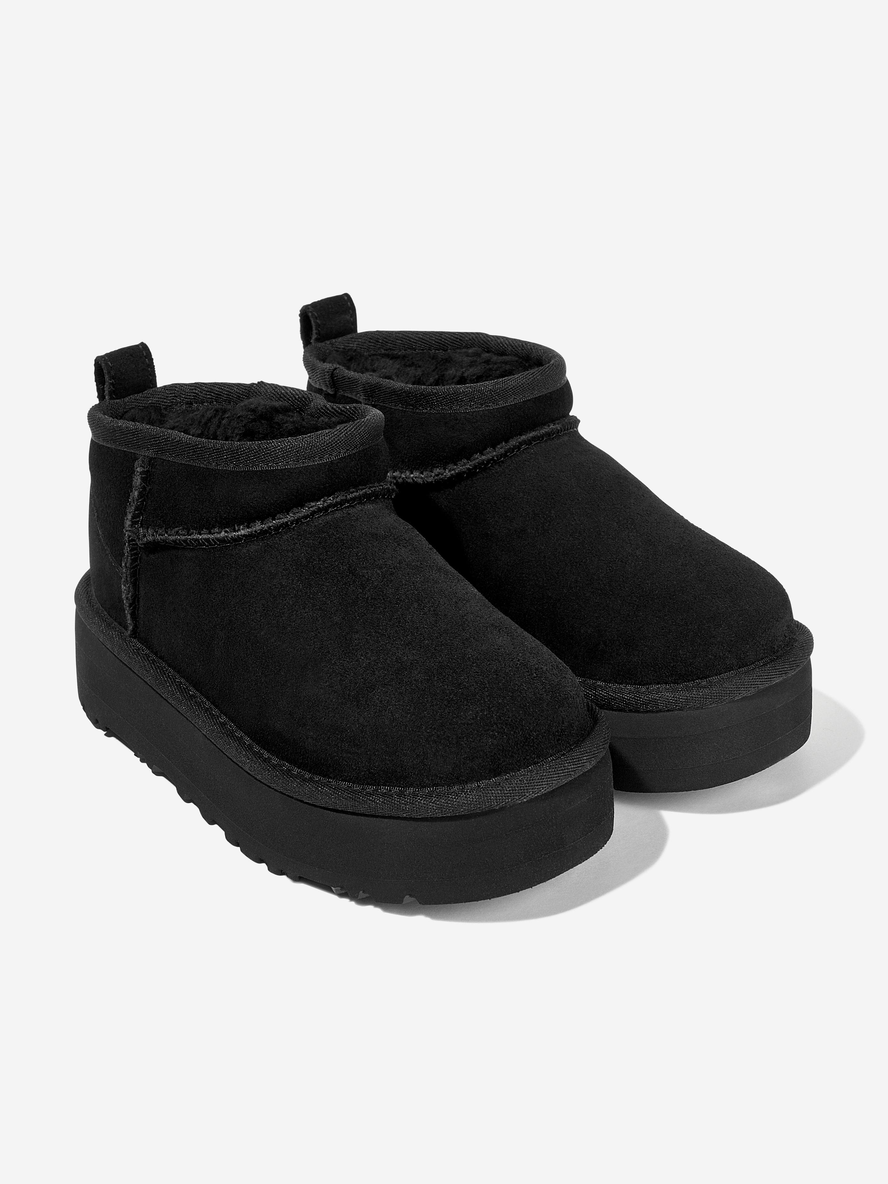 UGG Girls Classic Ultra Mini Platform Boots in Black | Childsplay
