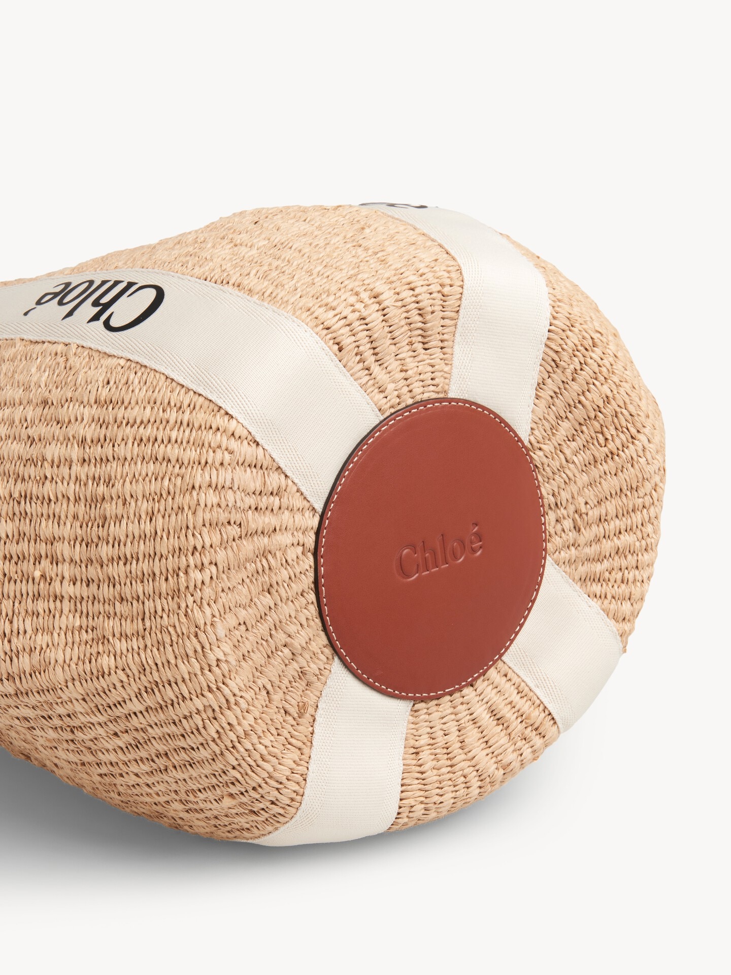 天然繊維を使用したWoodyラージバスケットバッグ 白 - Chloé