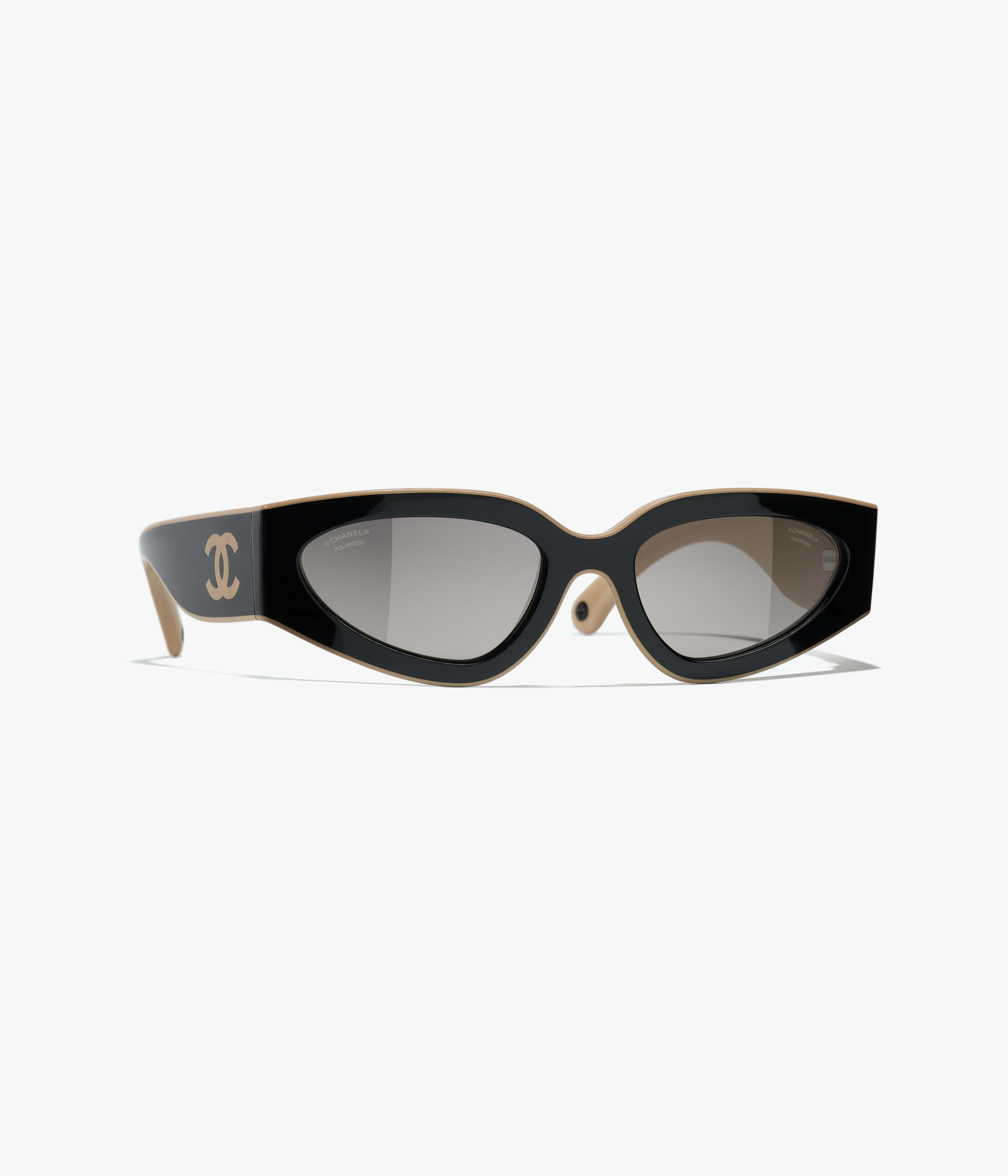 CHANEL Sunglasses: Cat Eye Sunglasses, metal, calfskin & denim
