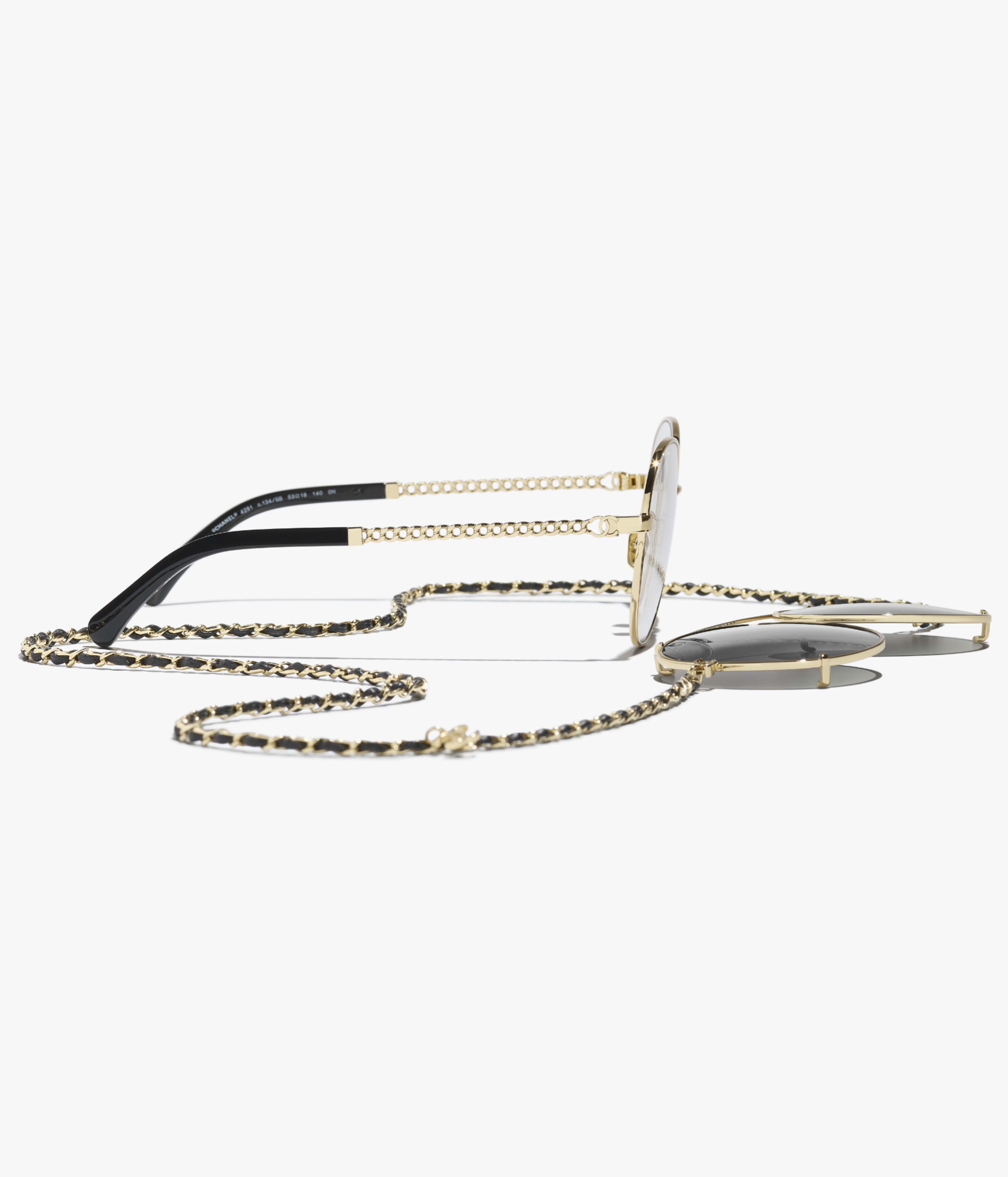 CHANEL サングラス: パイロット シェイプ サングラス, メタル & カーフ