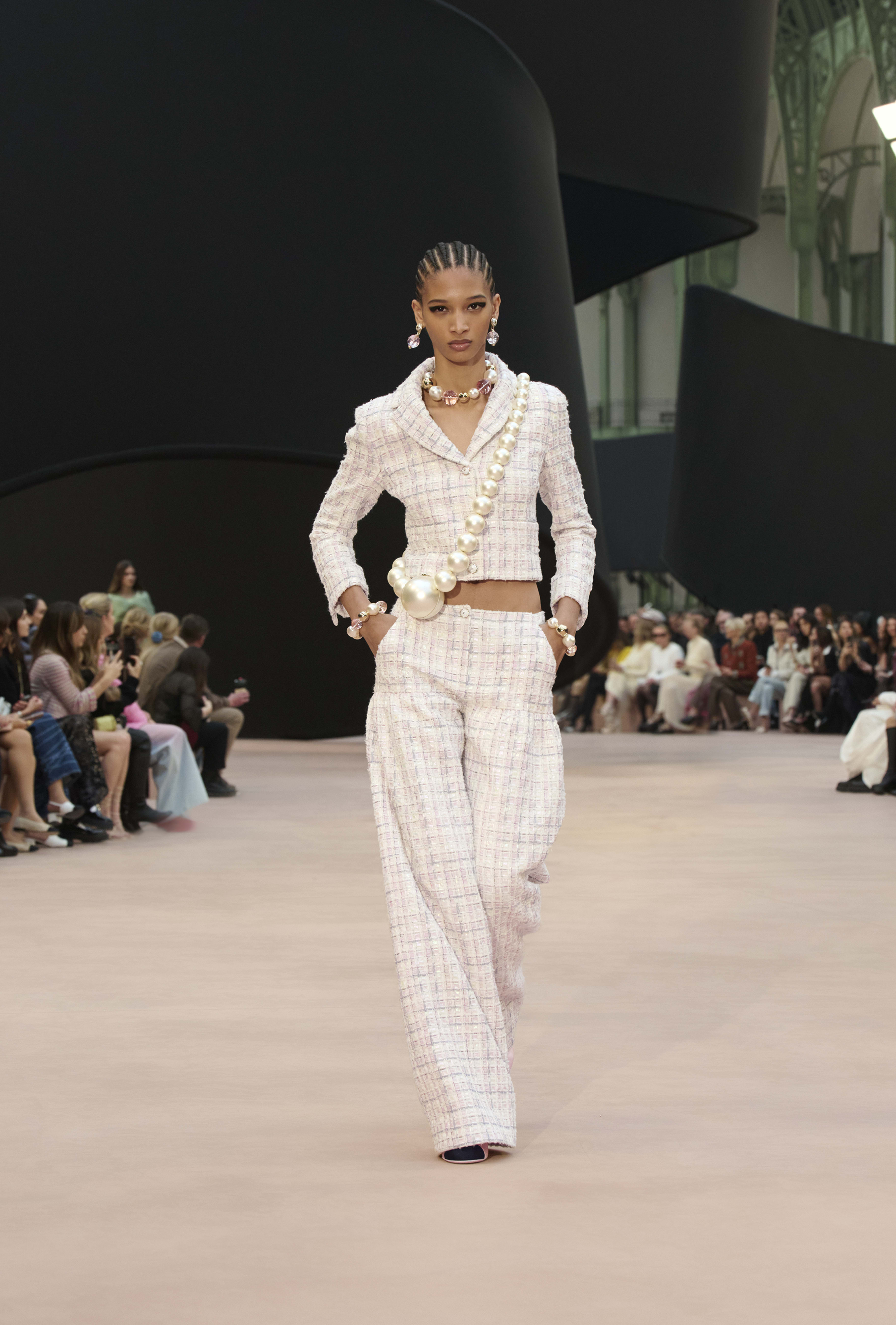 ジャケット - コットン ツイード、エクリュ、ピンク & グレー