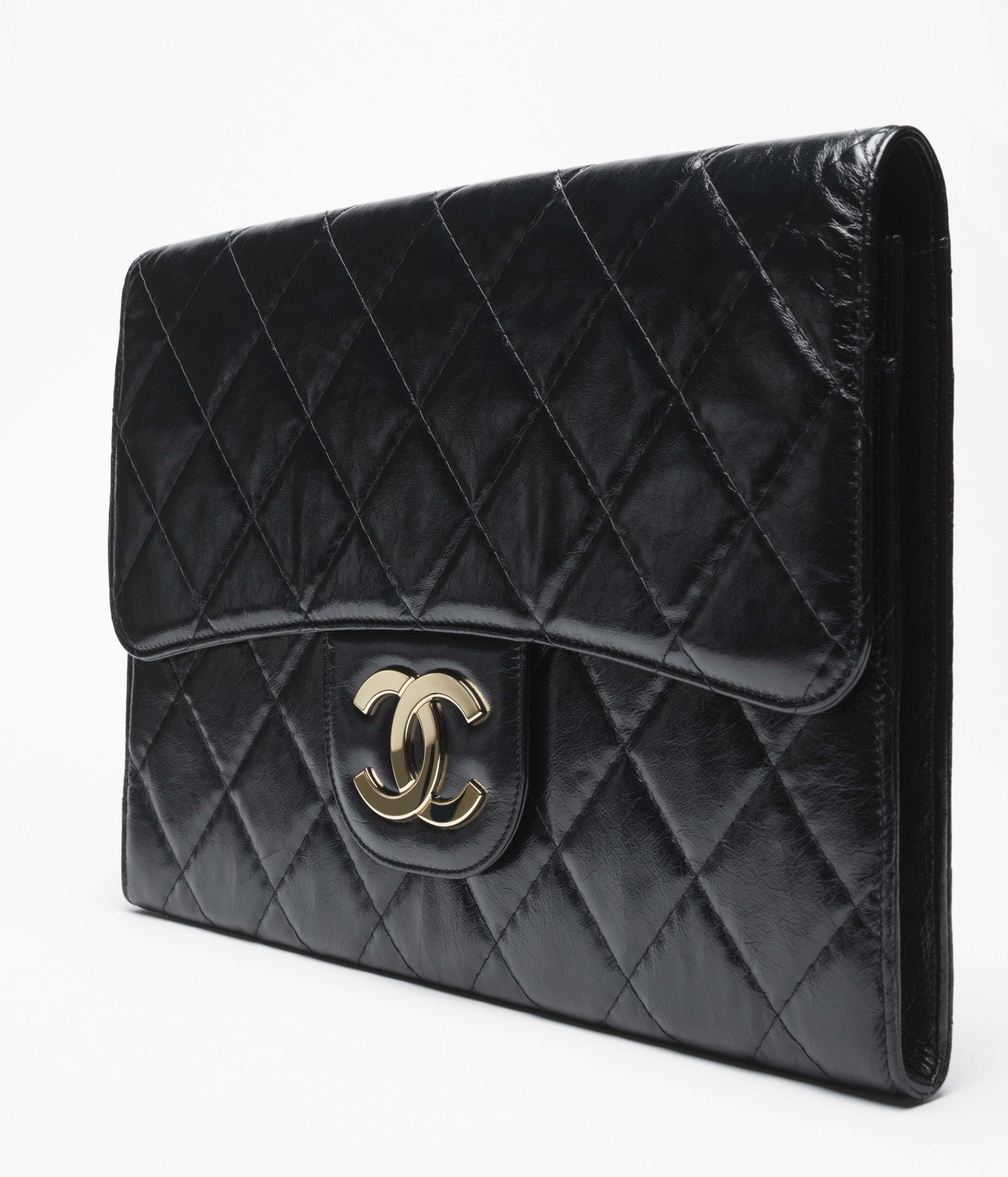 ラージ クラッチ バッグ - シャイニー クランプル カーフスキン