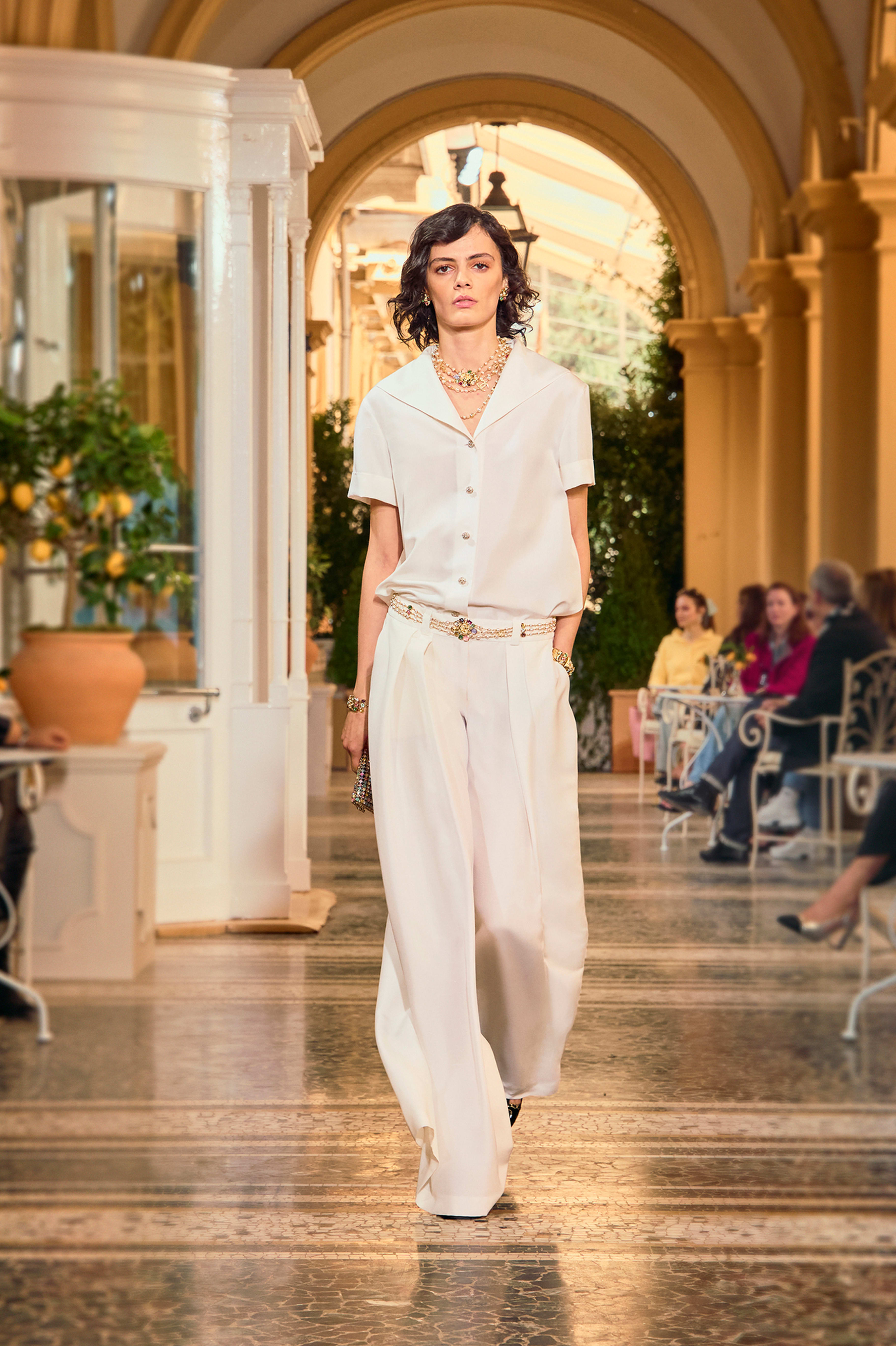 ショートスリーブ シャツ - シルク キャンバス、アイボリー