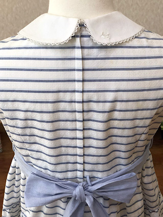 ファミリア サックスブルーのボーダー柄半袖ワンピース 120 / ブランド