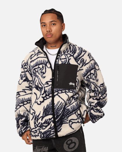 Stussy Dragon Sherpa Jacket Natural | Culture Kings NZ