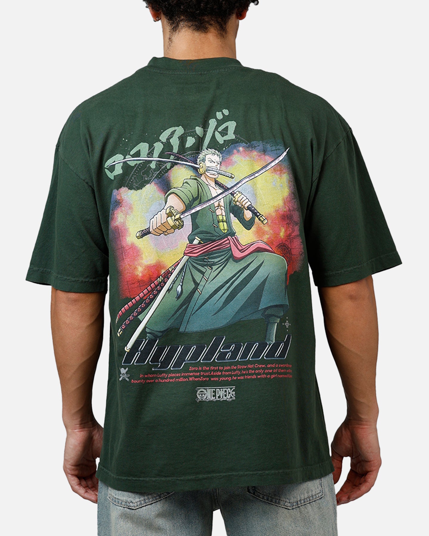 Hypland X One Piece Zoro Flame T-Shirt Green | Culture Kings US