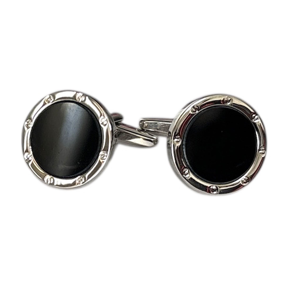 ブラックオニキス カフス、タイピンセット