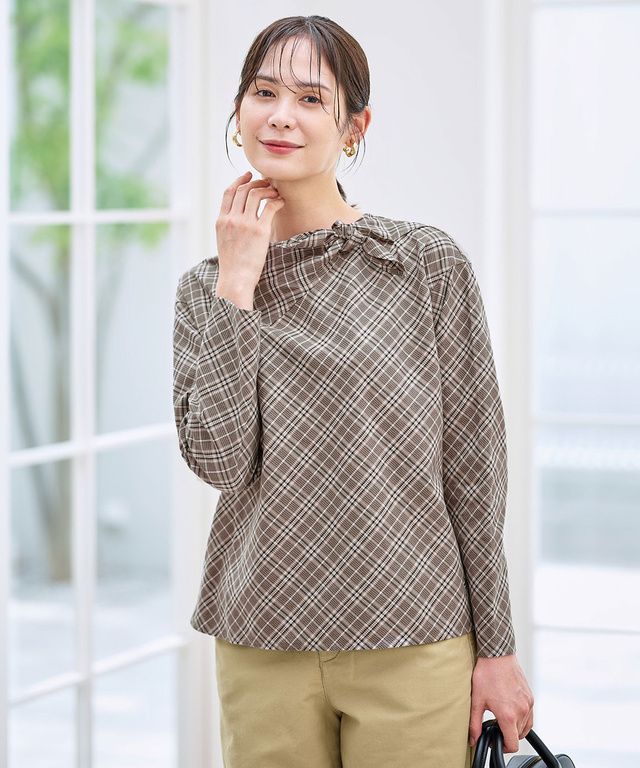 レディース グレンチェック デザイン ブラウス通販 [0301-55117