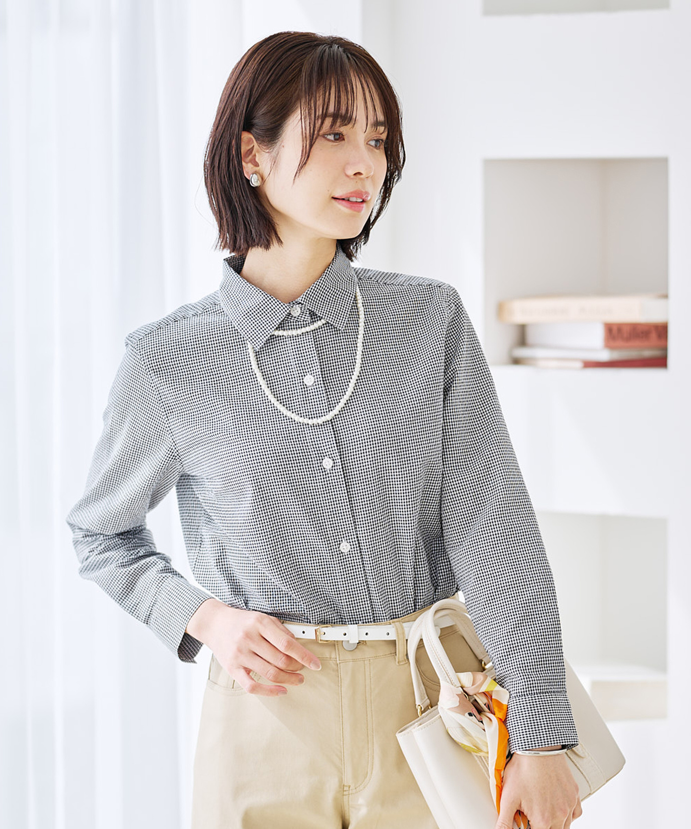 レディース サッカー ギンガムチェック ブラウス通販 [0201-61155