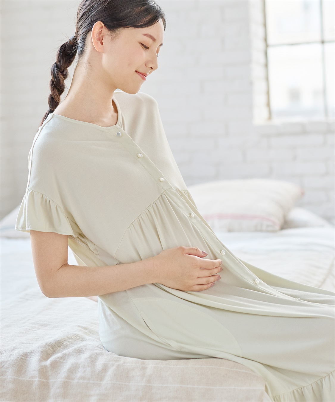 接触冷感】やわらかレーヨン フリル袖ネグリジェ/ パジャマ Rosemadame