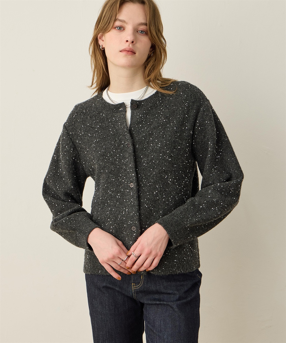 スパンコールニットカーディガン LE SOUK HOLIDAY｜クロスプラス公式