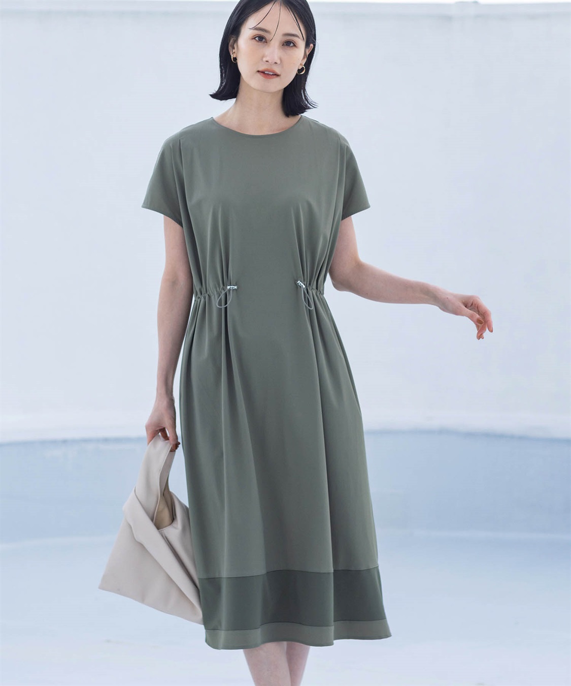 裾メッシュ切替えラッシュワンピース【接触冷感・UVカット・撥水】 A/C