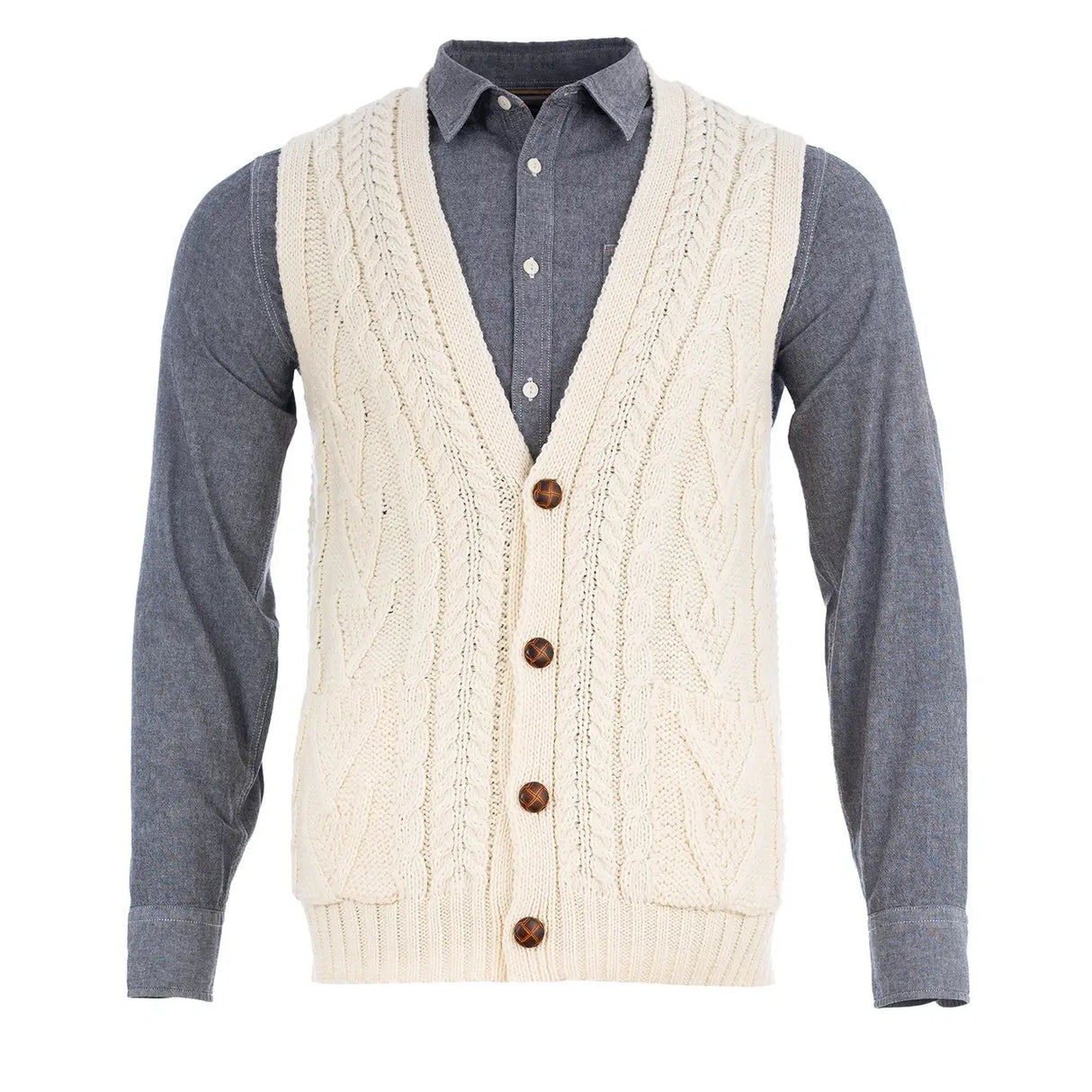 Men's Merino Wool Aran Knit Vest, Natural | Fast shipping from the US