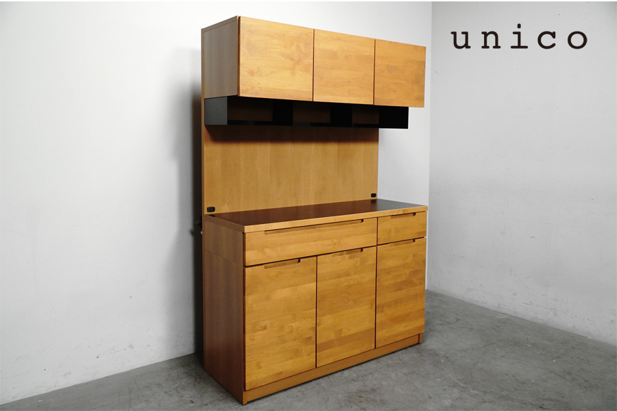 美品 ウニコ ディフェ オーク キッチンカウンター レンジボード レンジ