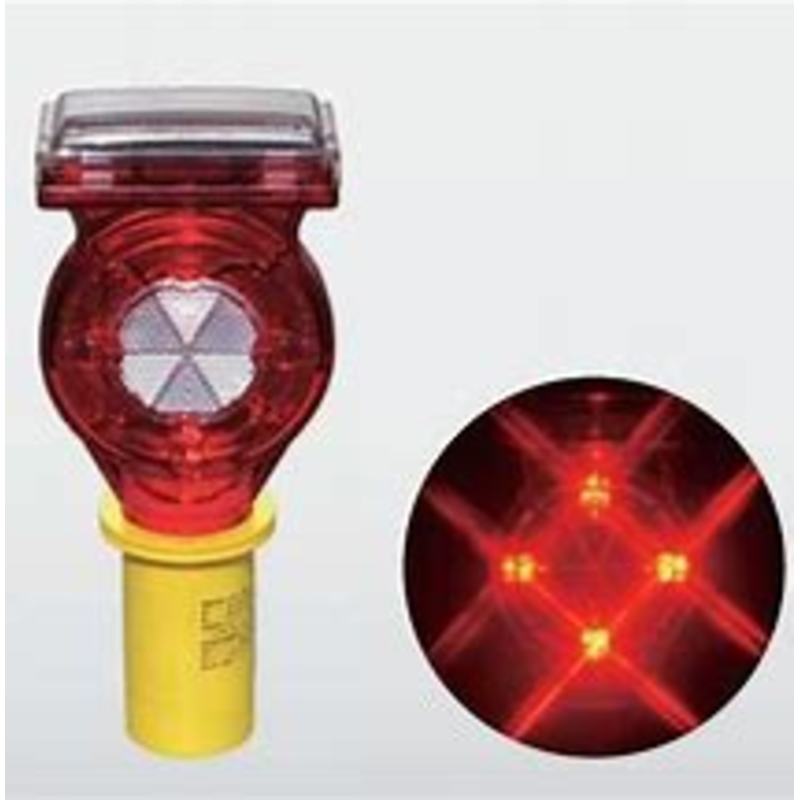 LED ソーラーフラッシュ点滅灯 幅65mm（赤/緑交互点滅）