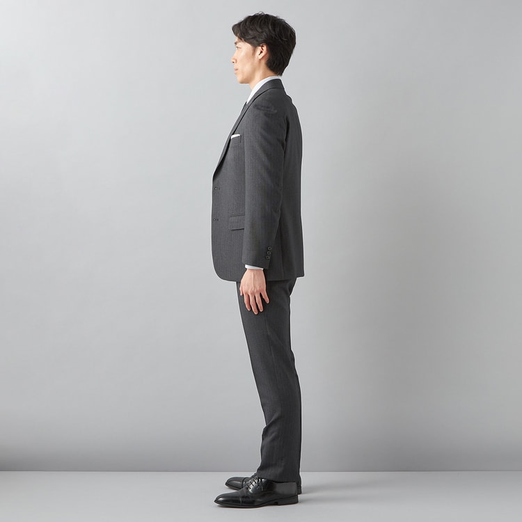 洗える サステナブル スリーピーススーツ ミディアムグレーストライプ