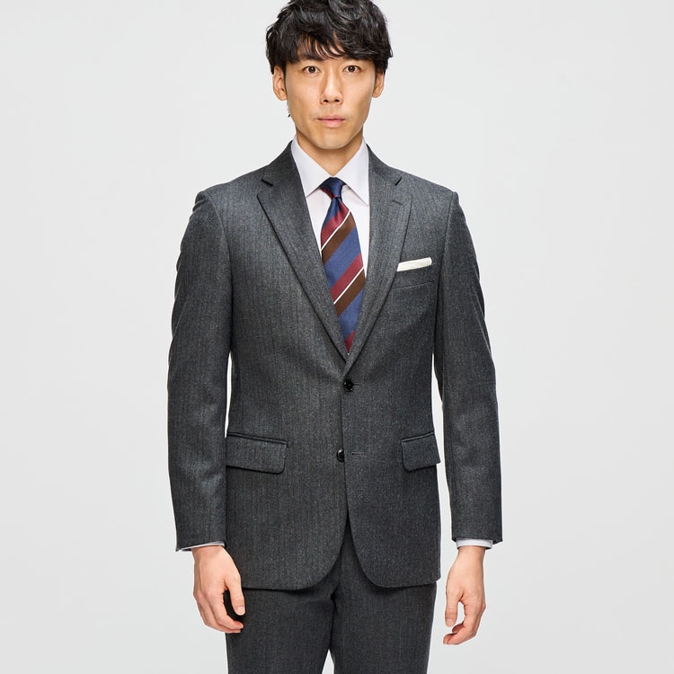 WEB限定商品】洗える ウールブレンドスーツ チャコールグレー