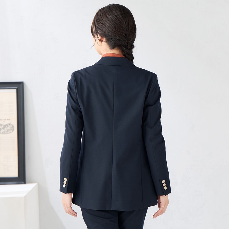 ライトストレッチ ダブルジャケット 紺 セットアップ着用可【AOKI公式