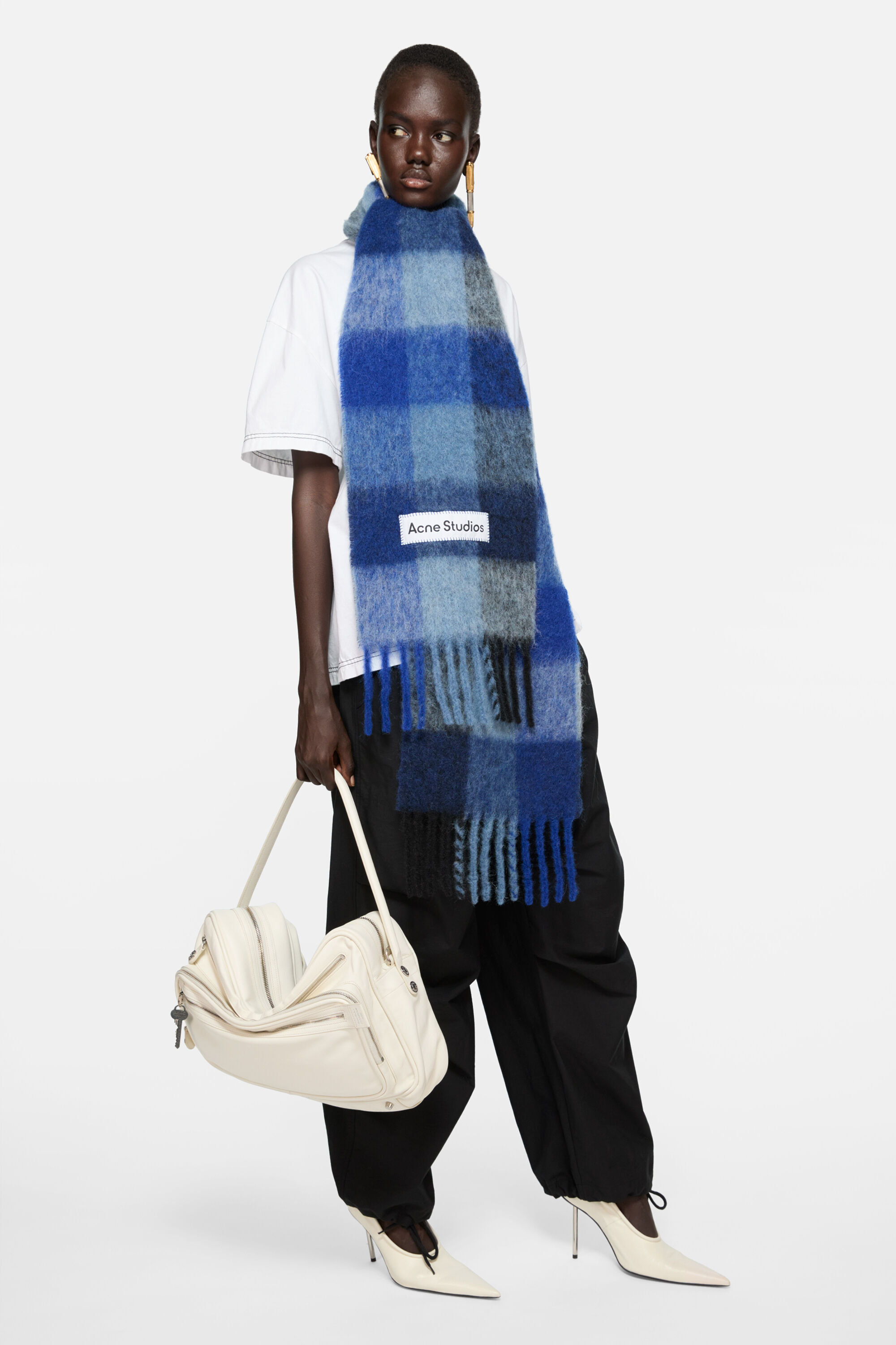 Acne Studios - Mohair checked scarf - Dark Navy/Black/Blue