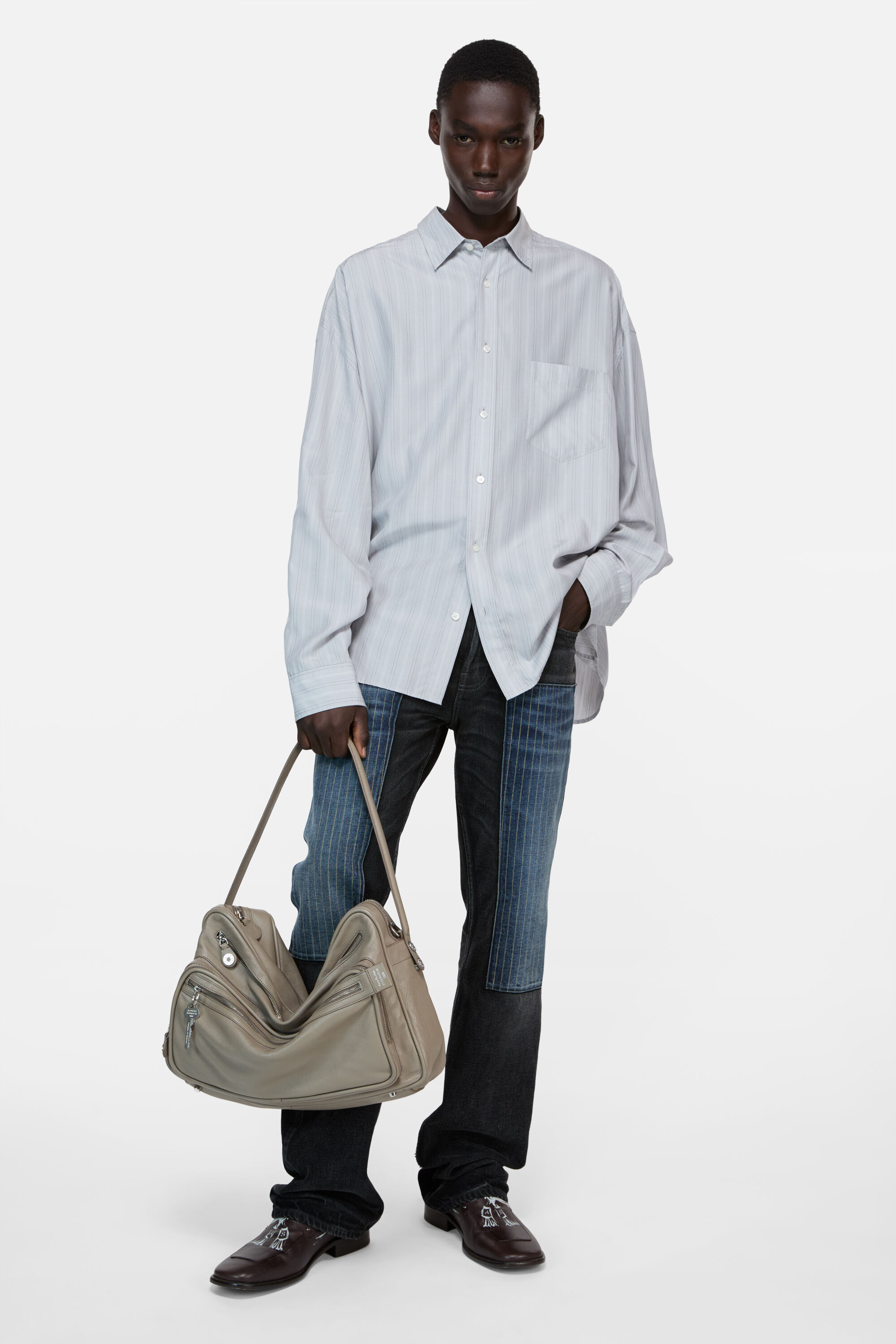 Acne Studios - ストライプボタンアップシャツ - グレー/マルチ