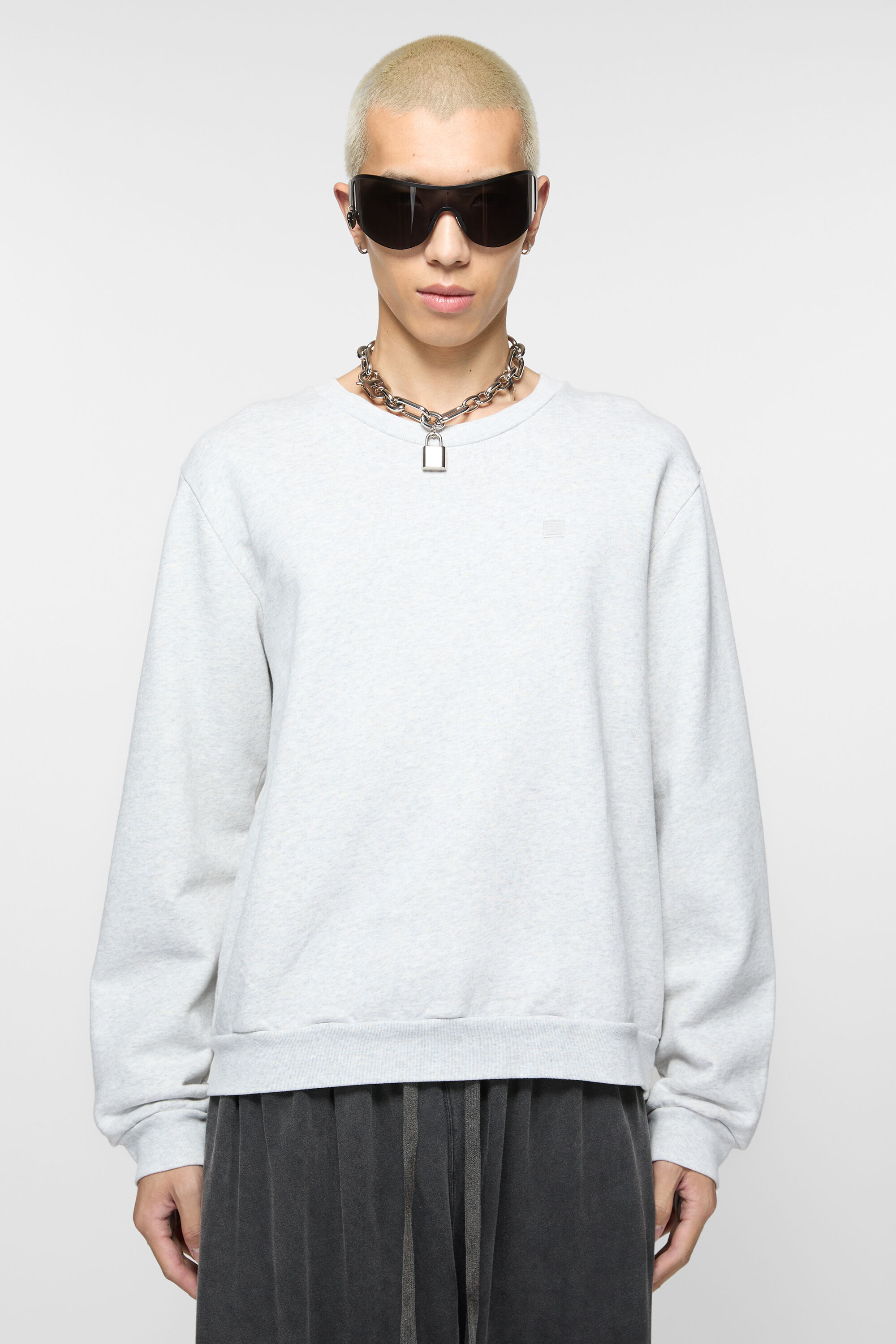 Acne Studios - Fleece face logo sweatshirt - Pale Grey Melange