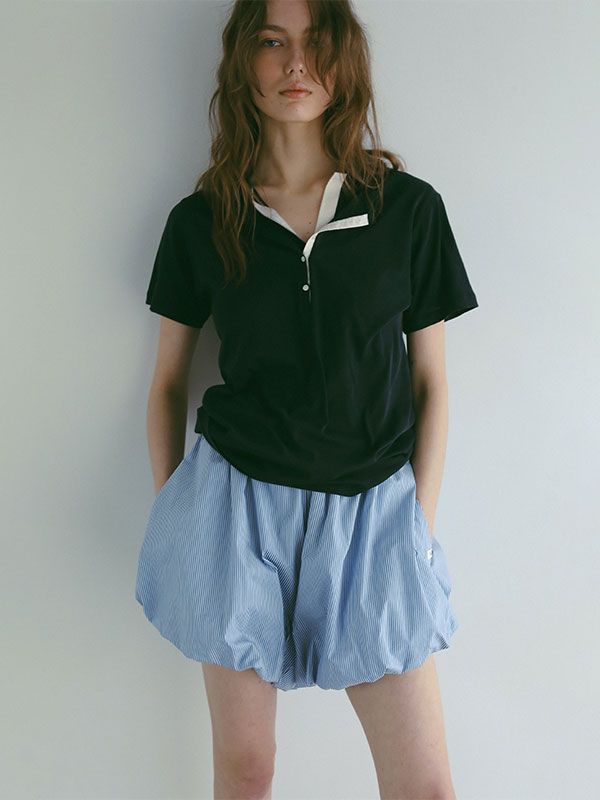 ETRE TOKYO - ヘンリーポロレイヤードセットプルオーバー - NAVY