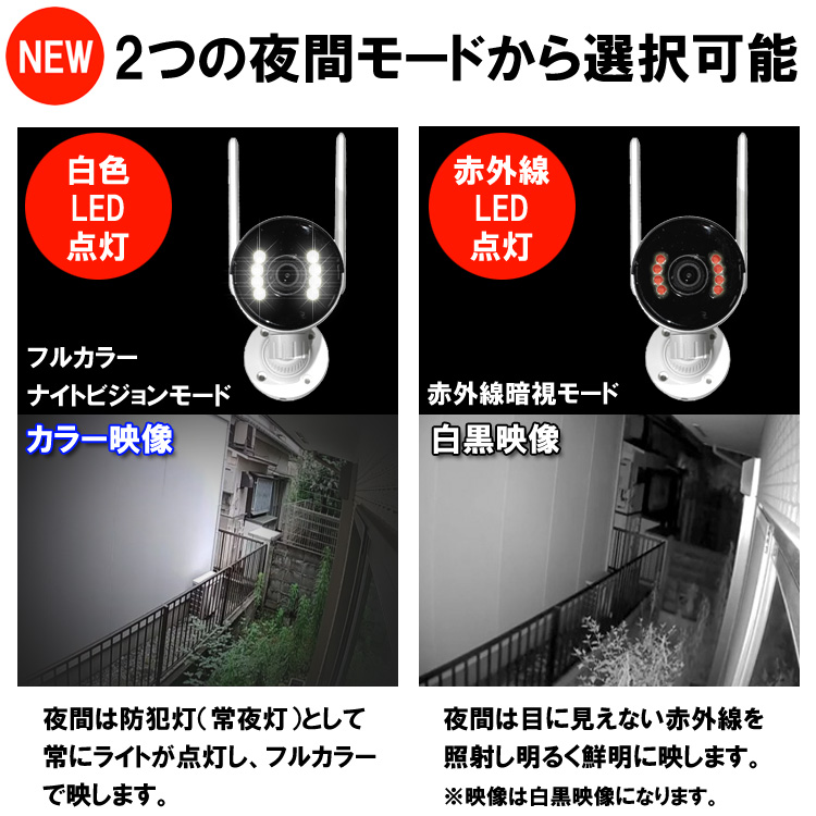 防犯カメラ マイク付き 屋外 録画機能付き 防水 カメラ2台セット