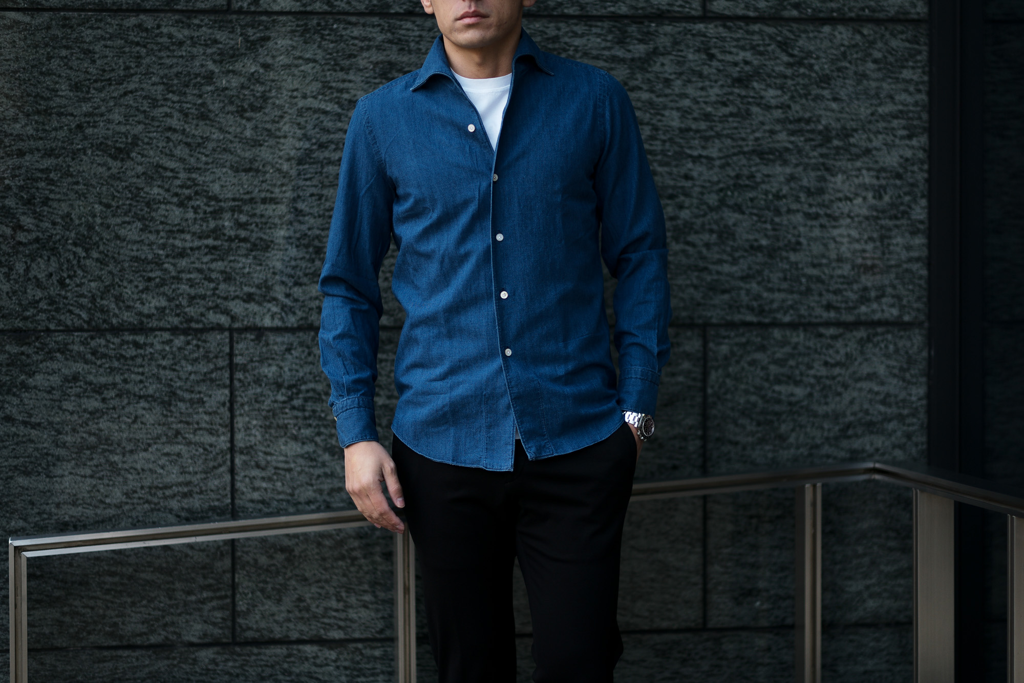 Finamore (フィナモレ) SEUL ITALIAN COLOR DENIM SHIRTS デニム