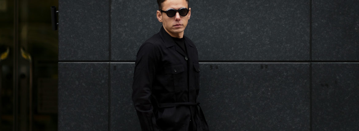 ORIAN (オリアン) LARMY リネンコットン サファリ ジャケット BLACK