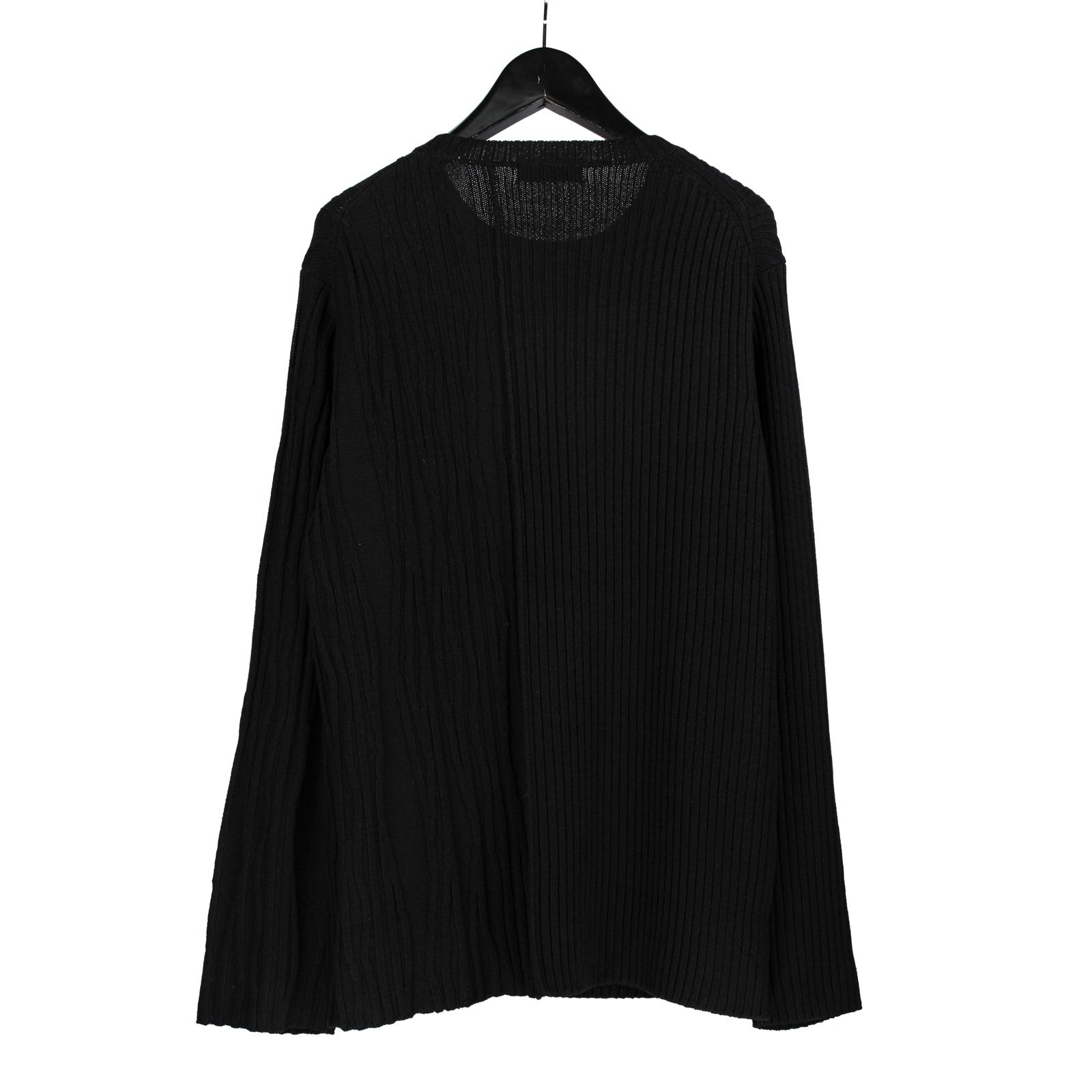 yohji yamamoto - pour homme | 変形リブ丸首 ニット (メンズ