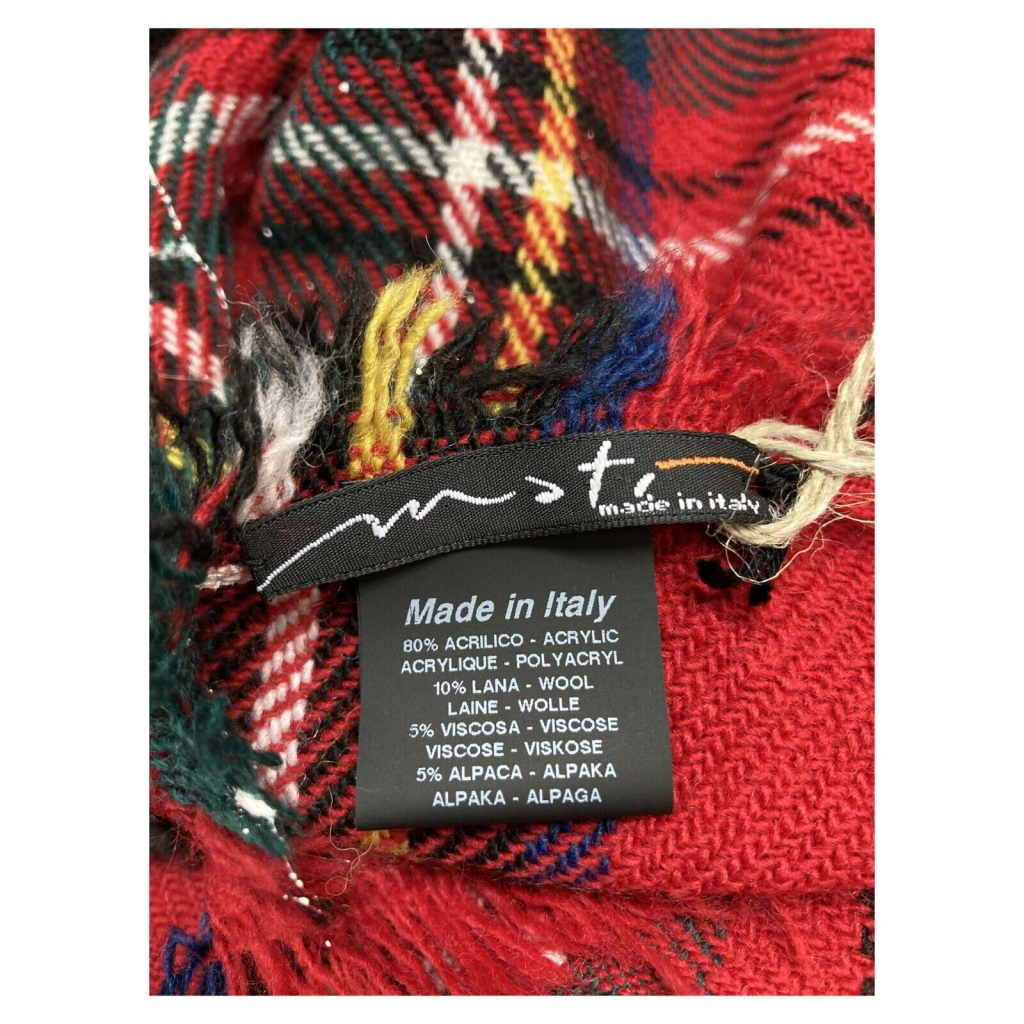 MATI scarf large checked red tartan art CHANKA 80% acrylic 10
