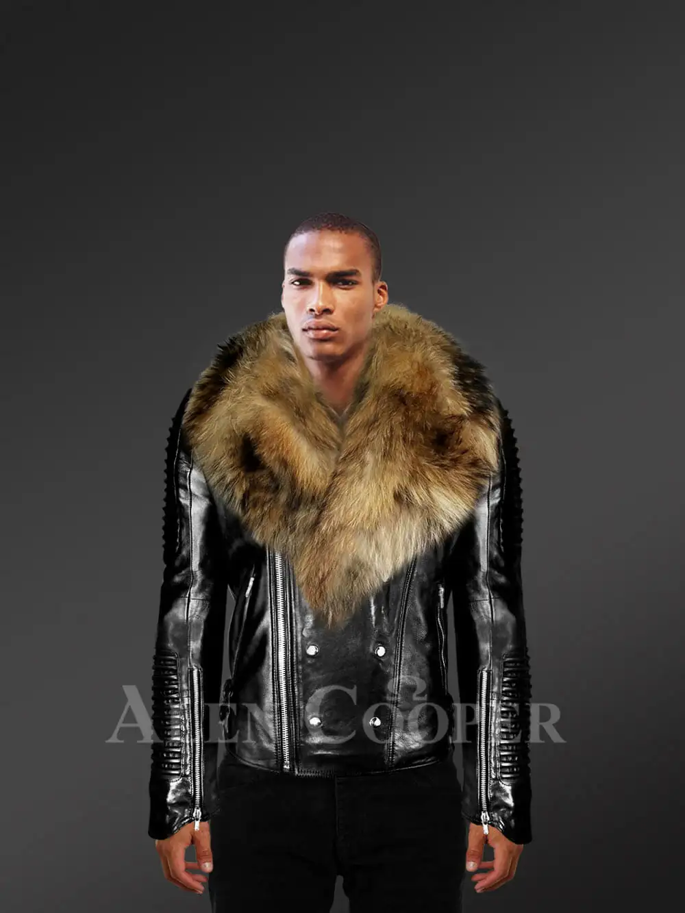 Leather Fur Jacket for Men