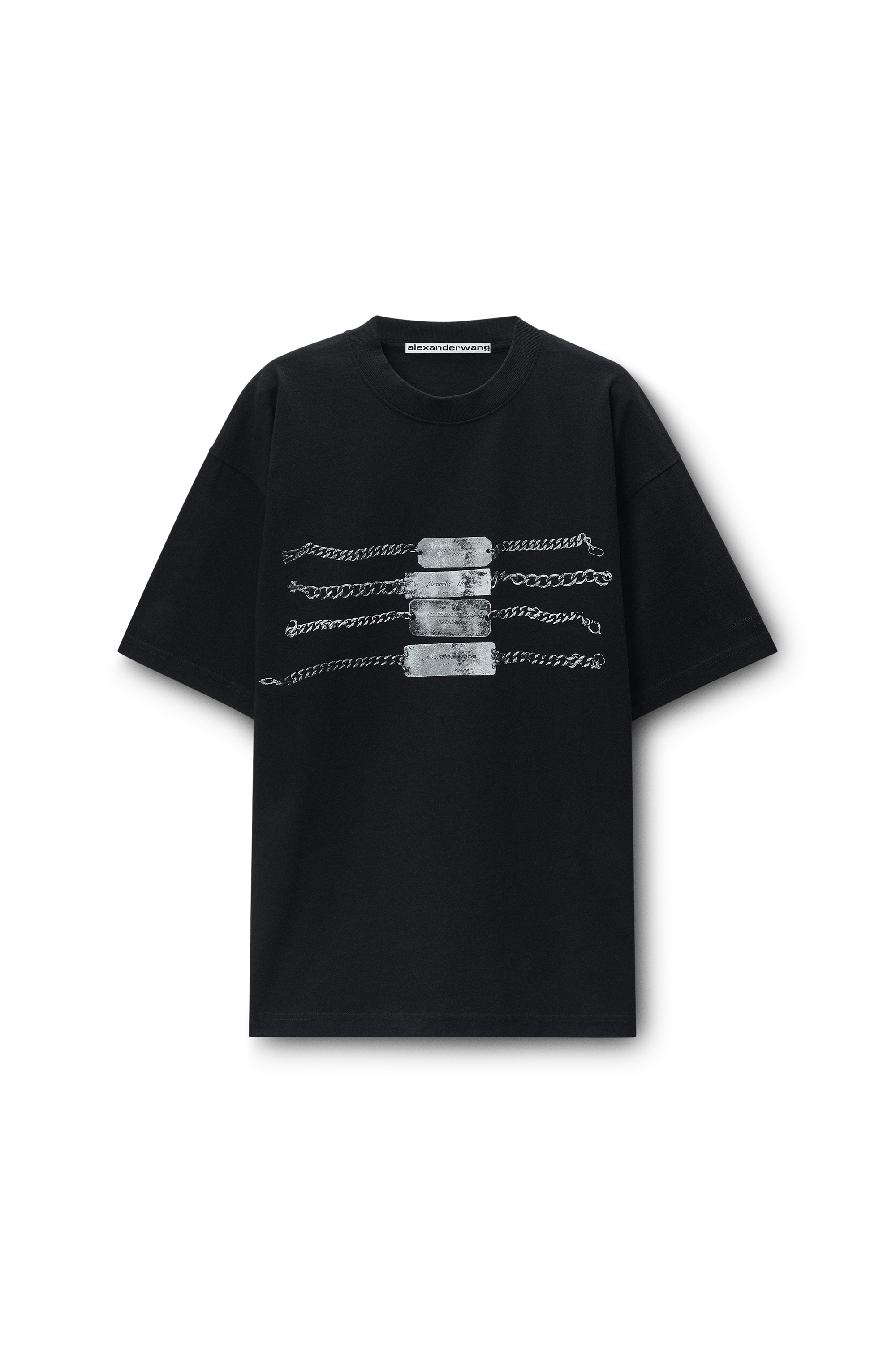 Unisex Short Sleeve Chain Graphic Tee in Jersey Oversized in BLACK