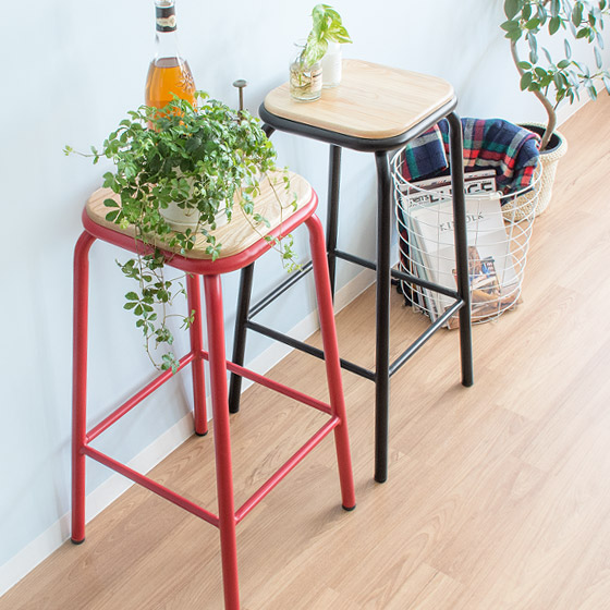 お得な2脚セット】天然木×スチール カウンタースツール TIINO