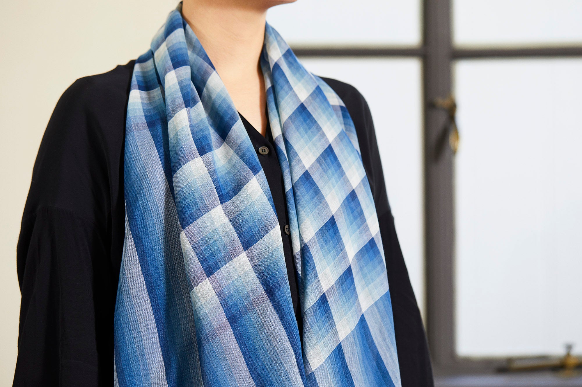 色合わせストール 万華鏡 - 藍 - アトリエシムラ