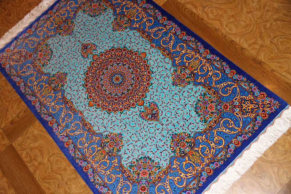 最高級希少作 楽園花鳥文様 百鳥集 2点セットペルシャ絨毯 イラン クム