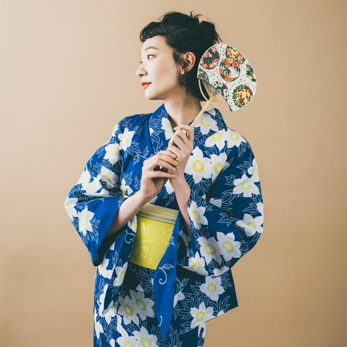 kifkif×古今 浴衣 鉄線 （瑠璃色） 仕立て上がり 日本製 | arakawa