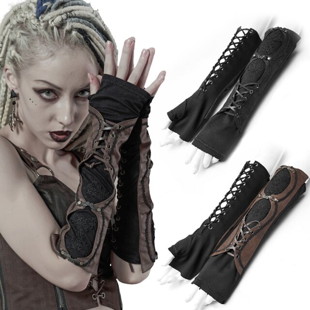 PUNK RAVE Arm Warmers with Faux Leather | BOUDOIR NOIR