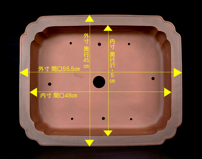 紫泥外縁隅入長方鉢 | 盆栽、盆栽書籍、盆栽鉢の通販│近代出版
