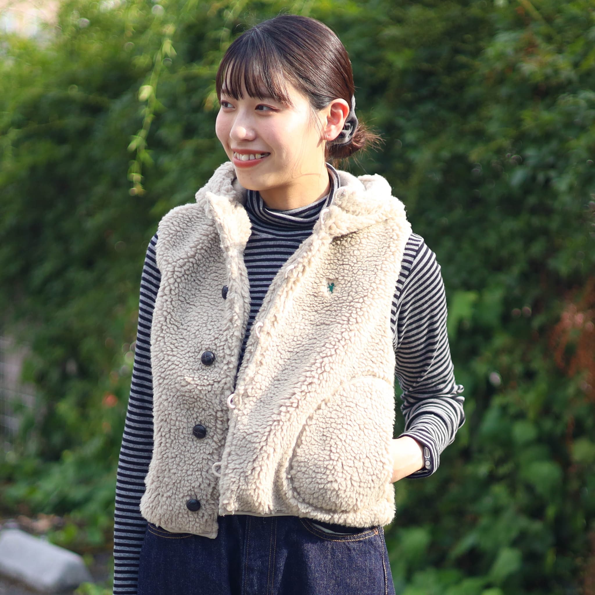 Gymphlex ジムフレックス ボア フード ショート ベスト｜BORN FREE