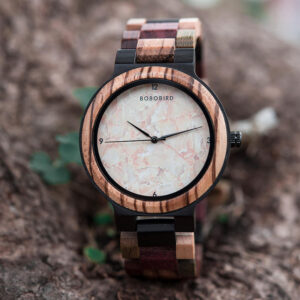 Week and Date Multi-Functional Display Handmade Zebra Wooden Watch