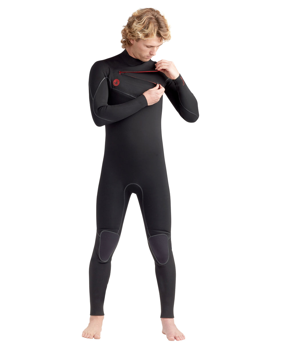 Red Cell 4/3mm Men's Chest-Zip Black Fullsuit | Body Glove